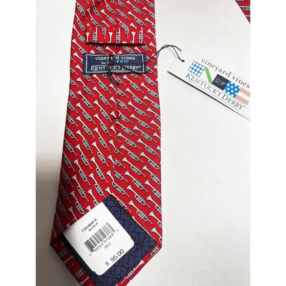 Vineyard Vines NWT 100% Silk Kentucky Derby Tie Red Bugle
